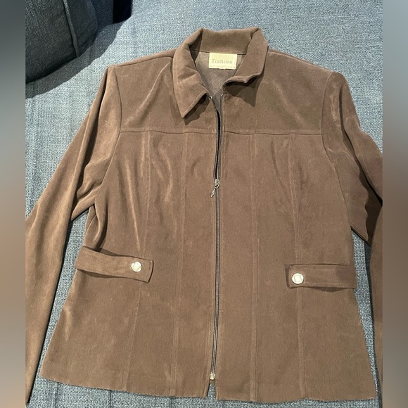 Tradition Brown Jacket Size 10 Zipper & Button Detail - Picture 1 of 8